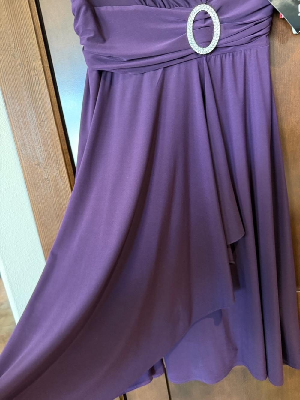 NEW R & M Richards Plum Surplice Midi Dress with Decorative Buckle - Picture 3 of 7